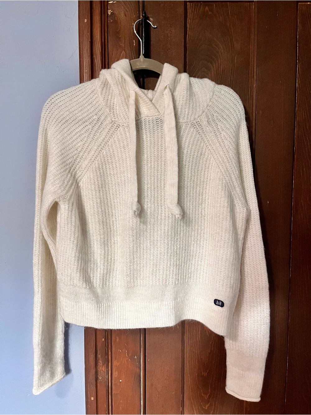 Abercrombie & Fitch Cream Hooded Crewneck Sweater
